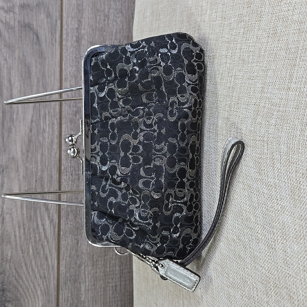 Coach Lurex Chenille Framed KIsslock Wristlet Purse